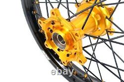 KKE 21/18 CNC Spoked Wheel Rims Set For SUZUKI DRZ400 400E 400S 400SM Gold Hub