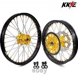 KKE 21/18 CNC Wheels Set For Suzuki DRZ400SM 2005-2022 Motorcycle Rims Gold Nuts