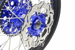 KKE 21 18 Complete CNC Wheel Rim Set For Suzuki DRZ400SM 2005-2020 Blue Nipple