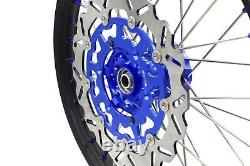 KKE 21 18 Complete CNC Wheel Rim Set For Suzuki DRZ400SM 2005-2020 Blue Nipple