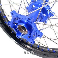 KKE 21/18 Enduro CNC Wheels Rims Set For DRZ400 DRZ400SM 400E 400S Blue Nipples