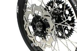 KKE 21/18 Enduro Spoke Wheel Rim Set For Suzuki DRZ400SM 2005-2020 CNC Black Hub