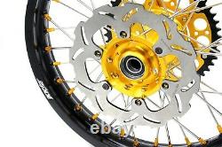 KKE 21 18 Enduro Spoke Wheel Rim Set For Suzuki DRZ400SM 2005-2020 Gold Nipple