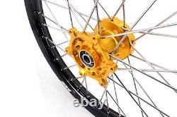 KKE 21/18 Enduro Wheel Rim Set Fit Suzuki DRZ400 400E 400S 400SM 2005-2022 Gold