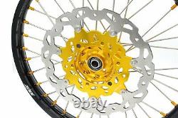 KKE 21/18 Enduro Wheels Rims Set Fit SUZUKI DRZ400SM 2005-2020 Gold Nipple Disc