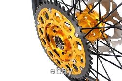 KKE 21-18 Enduro Wheels Rims Set Fit SUZUKI DRZ400SM 2005-2022 Gold Nipple Discs
