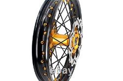 KKE 21-18 Enduro Wheels Rims Set Fit SUZUKI DRZ400SM 2005-2022 Gold Nipple Discs