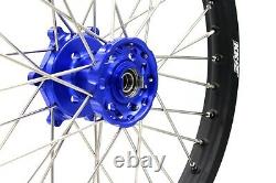 KKE 21/18 Spoked Wheels Rim Set Fit Suzuki DRZ400E DRZ400S/SM 2000-2021 Blue Hub