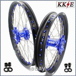 KKE 21/18 Spoked Wheels Rim Set Fit Suzuki DRZ400 DRZ400S/E DRZ400SM Blue Nipple