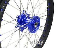 KKE 21/18 Spoked Wheels Rim Set Fit Suzuki DRZ400 DRZ400S/E DRZ400SM Blue Nipple