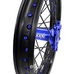 KKE 21/18 Wheels For Suzuki DRZ400SM 2005-2022 Dirt Bike Rims Set Black Spokes