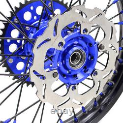 KKE 21/18 Wheels Rims Set Fit Suzuki DRZ400SM 2005-2022 Black Spoke CNC Blue Hub