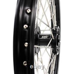 KKE 21/18'' Wheels Rims Set Fit Suzuki DRZ400SM 2005-2024 CNC Black Hubs Discs