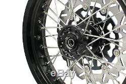 KKE 3.5/4.2517 FIT SUZUKI DRZ400SM Supermoto Motard Wheels Rims Set Black Disc