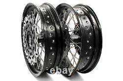 KKE 3.5/4.2517 For SUZUKI DRZ400SM Supermoto Motard Wheels Rims Set Black Disc