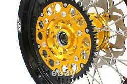 KKE 3.5/4.2517 Supermoto Motard Wheels Rims Set For SUZUKI DRZ400SM 2005 Gold