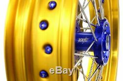 KKE 3.5/4.2517 Supermoto Wheels Rims Set Fit SUZUKI DRZ400SM 2005-2019 Gold Rim