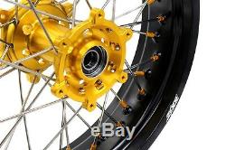 KKE 3.5/4.25 Supermoto Wheels Rim Set For SUZUKI DRZ 400 400S DRZ400SM 400E Gold