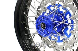 KKE 3.5/4.25 Supermoto Wheels Rims Set Fit SUZUKI DRZ400SM 05-19 Blue 310mm Disc
