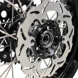 KKE 3.5/4.25 Supermoto Wheels Rims Set For Suzuki DRZ400SM 2005-2022 Black Disc