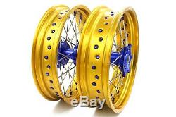 KKE 3.5/4.25 Supermoto Wheels Set Fit SUZUKI DRZ400 DRZ400S/E DRZ400SM Gold Rims