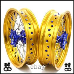KKE 3.5/4.25 Supermoto Wheels Set For SUZUKI DRZ400S 400SM DRZ400 400E Gold