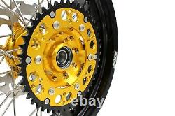 KKE 3.5/4.25 Wheels Rims Set for Suzuki DRZ400SM 2005-2022 Gold Hub 240MM Disc