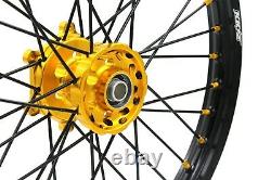 KKE CNC 21/18 Wheels Rims Set Fit Suzuki DRZ400 400S DRZ400E DRZ400SM Gold&Black