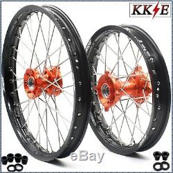 Kke 17/14 Small Kid's Wheels Rims Set For Ktm 85 Sx 2003-18 Mini Bike Orange Hub