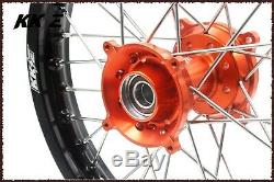 Kke 17/14 Spoked Kid's Small Wheels Rims Set For Ktm85 Sx 2003-2018 Orange Hubs