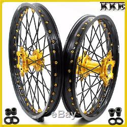 Kke 21/18 Ednuro Wheels Set Fit Suzuki Drz400s Drz400sm Drz400e Gold/black Spoke