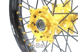 Kke 21/18 Ednuro Wheels Set Fit Suzuki Drz400s Drz400sm Drz400e Gold/black Spoke
