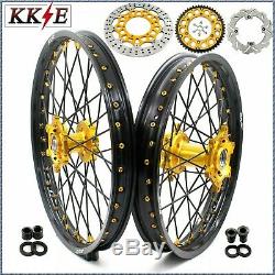 Kke 21/18 Enduro Wheels Rims Set Fit Suzuki Drz400 Sm 2005-2018 310mm Disc Gold