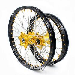 Kke 21/18 Enduro Wheels Rims Set Fit Suzuki Drz400sm Drz400s/e Drz400 Gold Nippl
