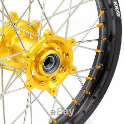 Kke 21/18 Enduro Wheels Rims Set Fit Suzuki Drz400sm Drz400s/e Drz400 Gold Nippl