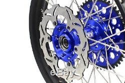 Kke 21/18 Enduro Wheels Rims Set For Suzuki Drz400sm 2005-2018 Blue Disc Cnc