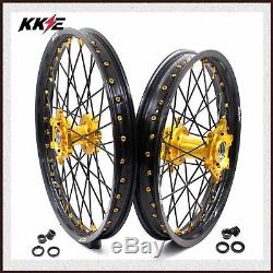Kke 21/18 Wheels Rims Set For Suzuki Drz 400 400e 400sm Drz400s Gold/black 2018
