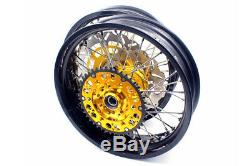 Kke 3.5/4.2517 Supermoto Motard Wheels Rims Set Fit Suzuki Drz400sm 05-19 Gold