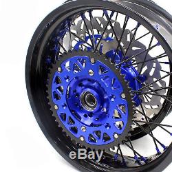 Kke 3.5/4.2517 Supermoto Wheels Set Fit Suzuki Drz400sm 2005-2018 Disc Blue/blk