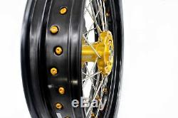 Kke 3.5/4.25 Supermoto Wheels Set For Suzuki Drz400sm 05-18 310mm Gold Nip Disc