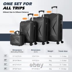 Luggage Suitcase Set 4 Piece ABS Hardshell Luggage with Embedded TSA Lock d