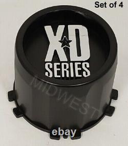 New Set of 4 XD128 Machete Small 5 Lug Wheel Rim Center Caps XDPL120CPS-SB
