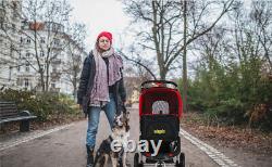 Pet Stroller 3 Wheels Jogging Dog Stroller Folding Carrier Cart Link Brake Red