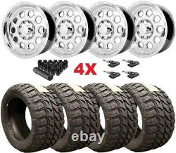 Polished Aluminum Wheels Rims Tires 35 12.50 17 Mt 2500 3500 Sierra Silverado 8