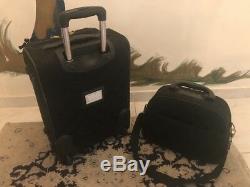 RACHEL(LINE)LUGGAGE SET 1 UPRIGHT CARRY-ON WithWHEELS+SMALL MATCHING BAG-BLACK