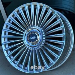 SET OF (4) OS WHEELS FF02 Flow Forged 22x10 5x127/5x130 +30 Silver Machined Face