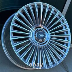 SET OF (4) OS WHEELS FF02 Flow Forged 22x10 5x127/5x130 +30 Silver Machined Face
