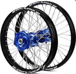 SM Pro Wheels Set Back Rims Blue Hubs YZ YZF 125 250 450 07-19 WRF 2020