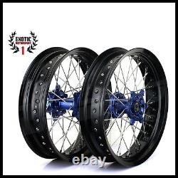 SUPERMOTO Wheels YAMAHA YZF250 YZF450 BLUE Hub Black Rim 17 2014/2021