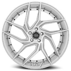 Set 4 22 Blade Luxury RT-456 Enzo Silver Machined Wheels 22x9.5 5x115 15mm Rims